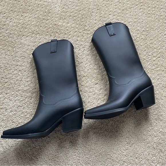 Black Jeffrey Campbell cowboy style rain boots - Picture 2 of 6